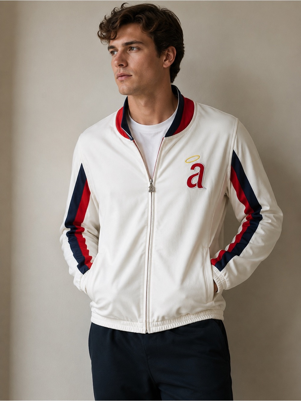 Starter Los Angeles Angels Track Jacket White Full Zip Athletic Zip-Up Men’s